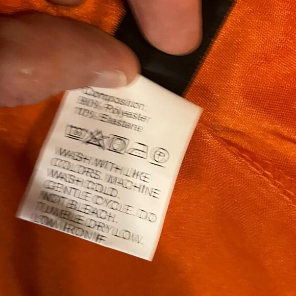 SHEIN Orange Satin Twist-Front Satin Midi Dress L Cutout Long Sleeve Slit - Picture 10 of 10